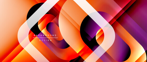 Vector geometric abstract background with lines and modern forms. Fluid gradient with abstract round shapes and shadow and light effects