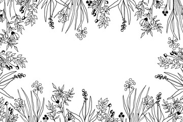 Spring Pattern Made Of Hand-drawn Flowers And Leaves On White Background - 369472984