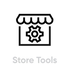 Store tools flat icon with black contour. Editable line vector. Shop setup. Settings online store.