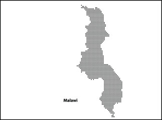 Digital vector halftone dotted map of Malawi Country isolated on White background