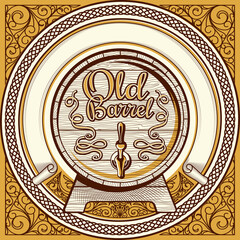 Old barrel ornate decorative vintage emblem