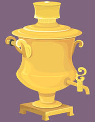 Traditional russian samovar. Vintage object in cartoon style.