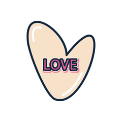 slang bubbles concept, heart with love word, flat style