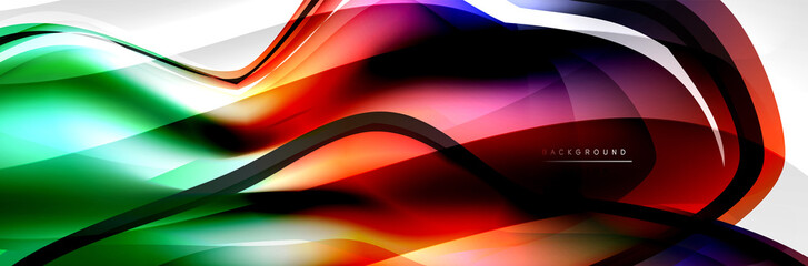 Vector abstract background, flowing liquid style bubble with metallic, color quicksilver chrome texture and color glow effects