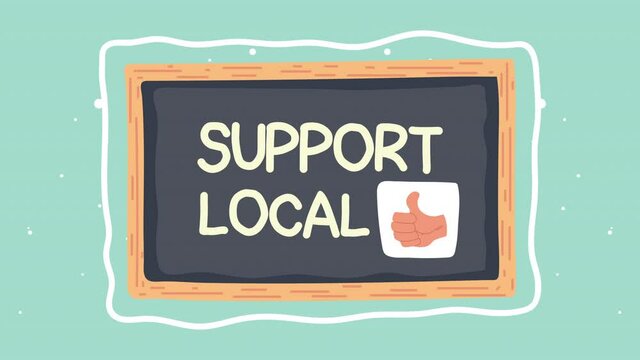 support local business lettering in chalkboard animation