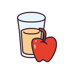 apple with juice glass line and fill style icon vector design