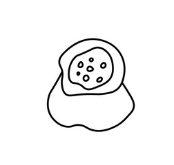 Vector spice bag with a black line. Simple food and cooking illustration in doodle style on a white isolated background hand drawn. Design for social networks,web,advertising,banners,menus,recipes.