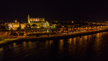 city of Palma de Mallorca at night
