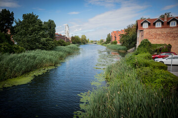 Fototapeta na wymiar City canal in Gdansk, Poland.