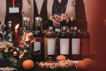 Bottles of wine on the table, Wine exhibition
