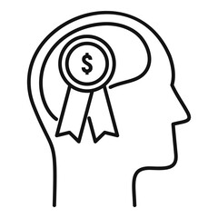 Finance emblem neuromarketing icon. Outline finance emblem neuromarketing vector icon for web design isolated on white background