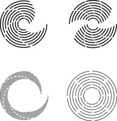 Lines in Circle Form for comic books . Explosion background . Vector Illustration .Technology round Logo . Circular Design element . Abstract Geometric shape . Sunburst .