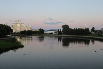 Fototapeta na wymiar MInsk city downtown at sunset time view