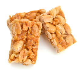 peanut in a sugar syrup (caramel) on a white background