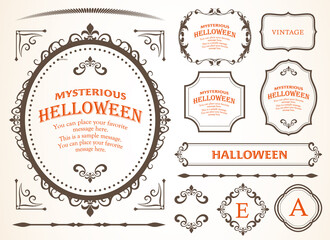 ハロウィンのフレーム素材、ハッピーハロウィン、パーティー、イベント、装飾素材、ビンテージ、アンティーク、ゴージャス、ラグジュアリー