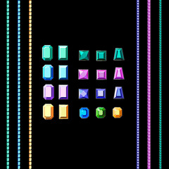 Obraz premium Seamless pattern of multi-colored diamonds on a black background.