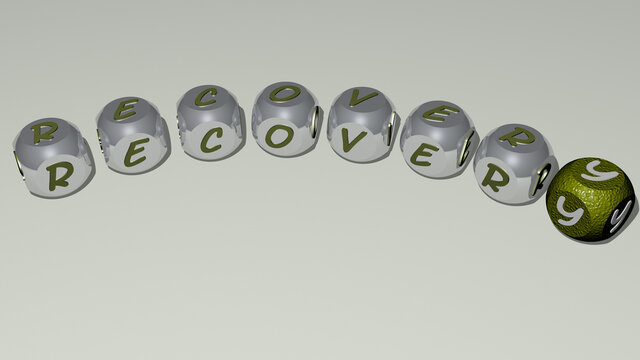 combination of recovery built by cubic letters from the top perspective, excellent for the concept presentation. illustration and business