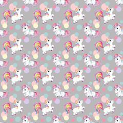 Watercolor Seamless Pattern with unicorns