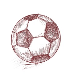 Fototapeta premium Football. Sports paraphernalia. Hand drawing with strokes. sketch. vector. Design drawn with brown pencils on a white background