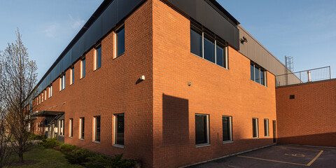 A part of the exterior facade of a generic small business