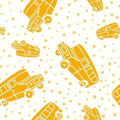Wrapping paper - Seamless pattern of School Bus for vector graphic design