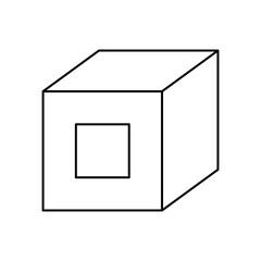 3d cube icon, line style