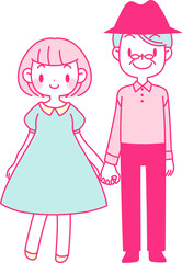 手をつないで歩くカップル