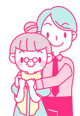 後ろからハグするカップル