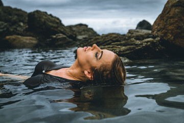 Woman portrait on water