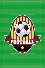 Obraz premium soccer sport poster with balloon in shield