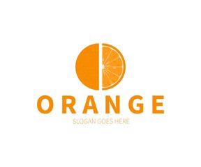 Orange fruit logo. Orange vertical slice logo vector design.