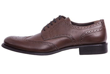 Brown men's shoes on split background