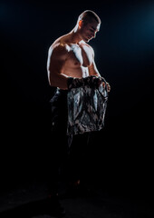 Young man preparing for workout