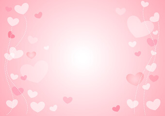 Pink background and has a white color in the middle With many hearts made of vectors