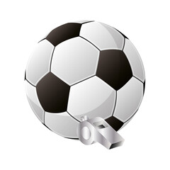 soccer sport balloon football with referee whistle
