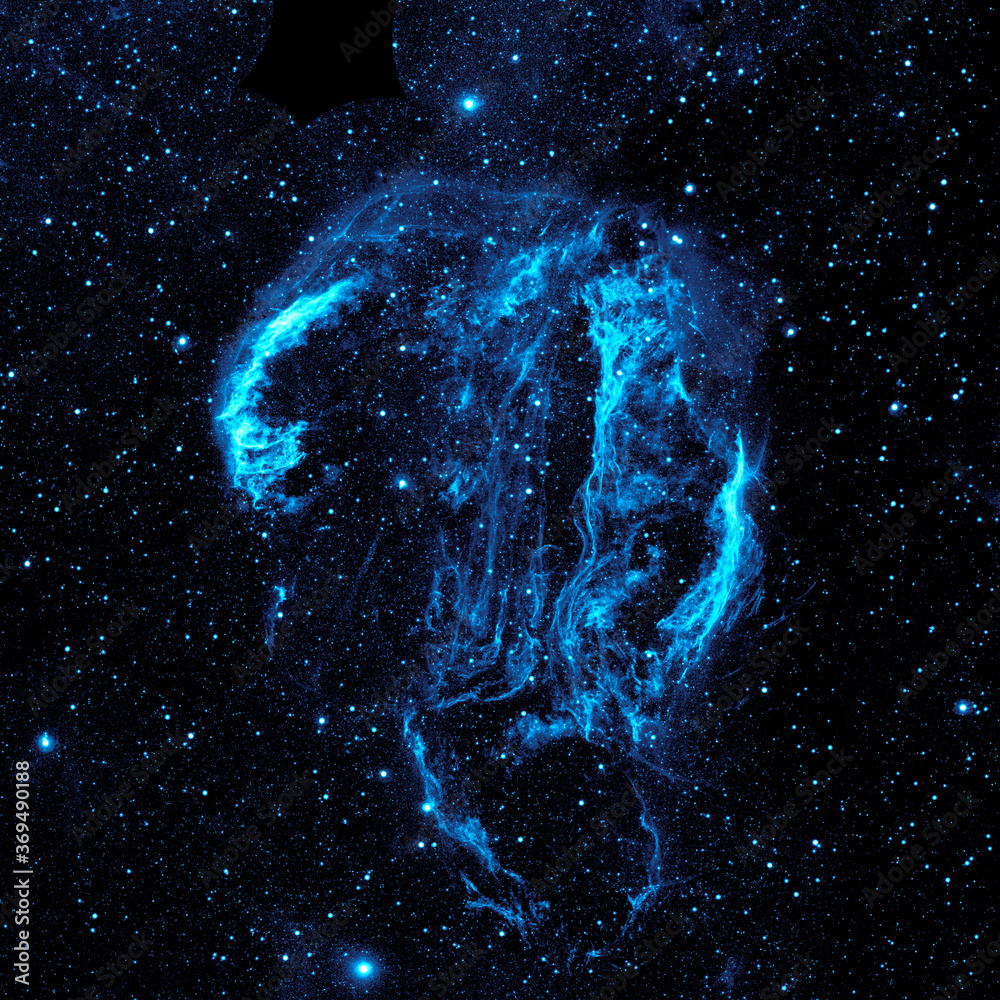 Wall mural cygnus loop nebula. blue cosmic cluster of stars.