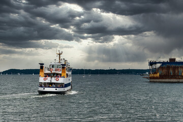 Ship in the fjord of Kiel, Germany