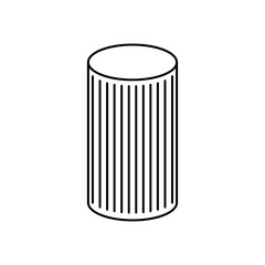 cylinder with striped design, line style