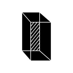 geometric shapes concept, rectangular prism icon, silhouette style