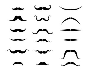 Icon set collection of different shapes of mustache.