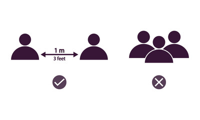 Keep a distance sign. Means of protection against the coronavirus epidemic. Preventive measures. Steps to protect yourself. Hold 1 meter. Vector illustration eps 10