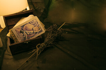arot cards and dried St. John's wort