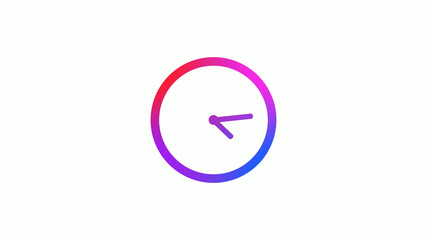 New 4 color gradient 12 hours clock icon on white background