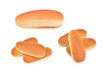 Hot dog bread isolated on white background.