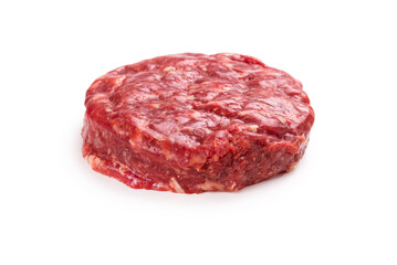 Raw minced beef isolated on white.