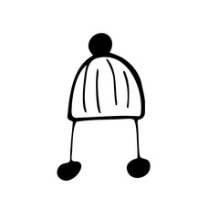 Hand-drawn winter hat with pompom