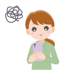 スマホを見て困っている女性3_線なし