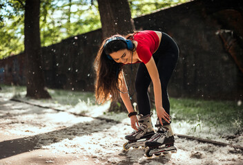 Caucasian woman in outdoor activities in park