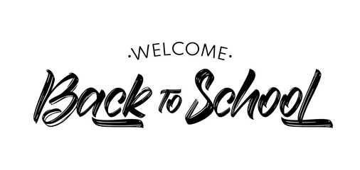 Vector calligraphic lettering composition of Welcome Back to School on white background
