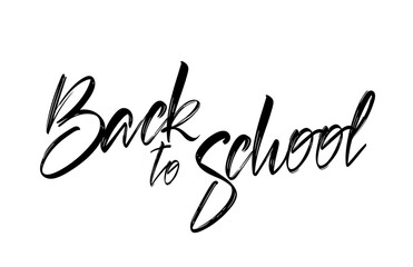 Vector Handwritten calligraphic brush lettering of Back to School on white background